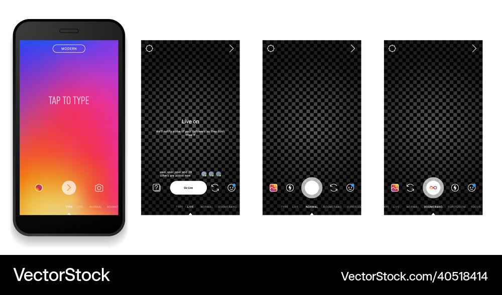 Stories camera screen interface Royalty Free Vector Image