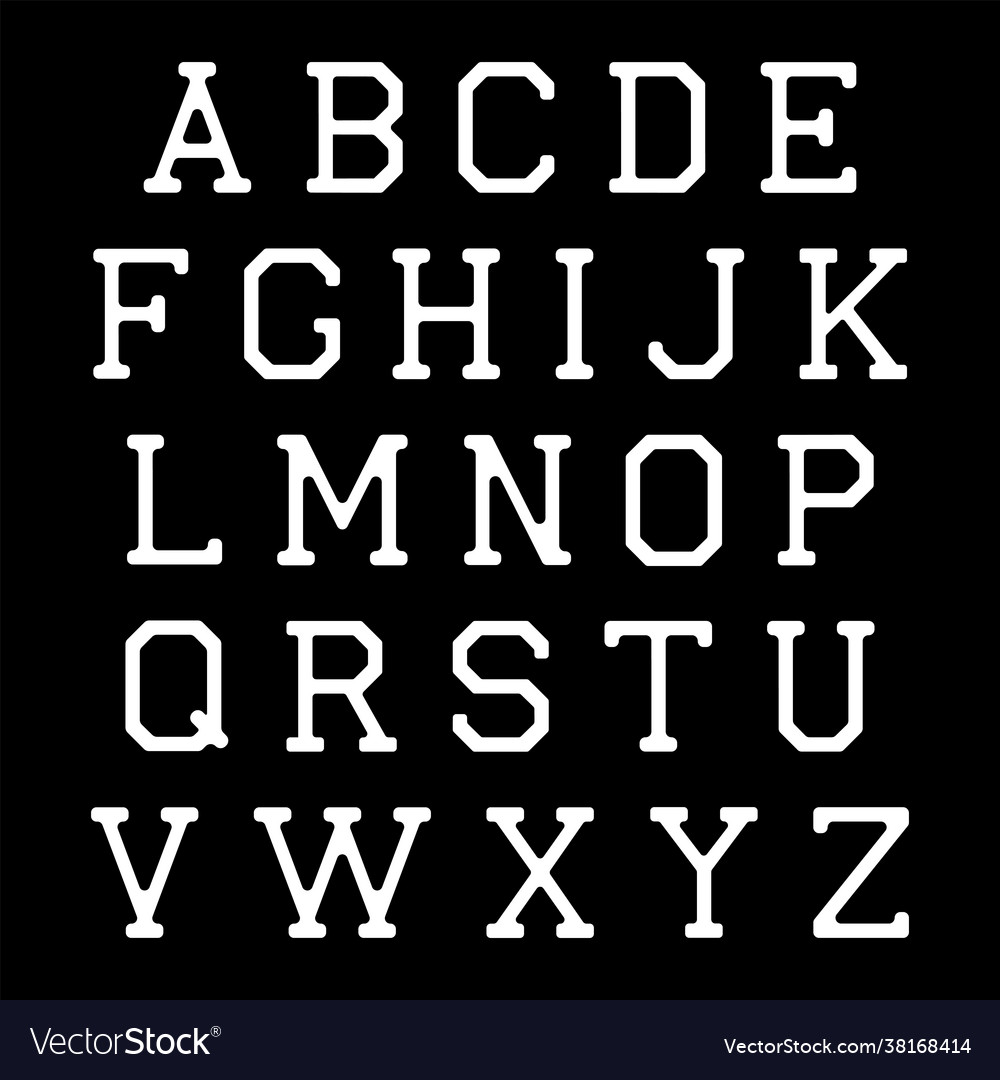 White alphabet letters on black background Vector Image