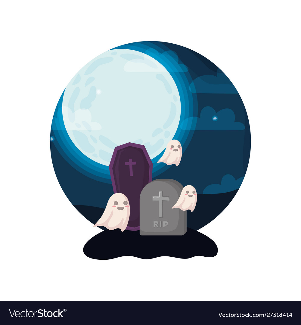 Wood coffin with christian cross on halloween Vector Image