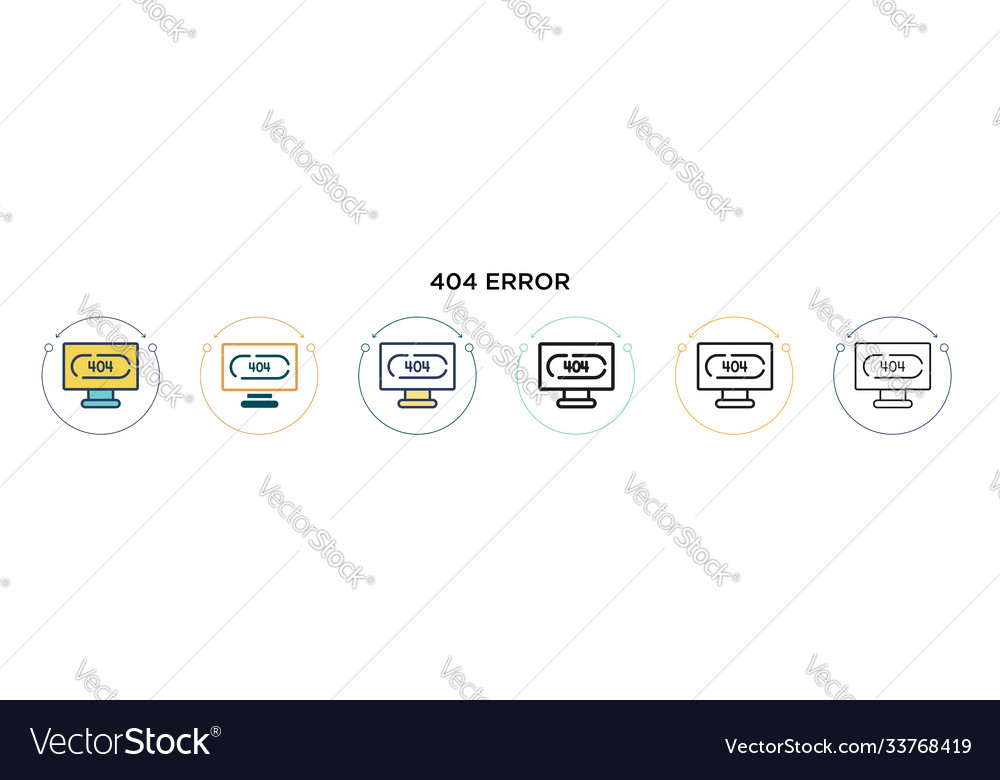 404 error icon in filled thin line outline Vector Image 404 error icon in filled thin line outline