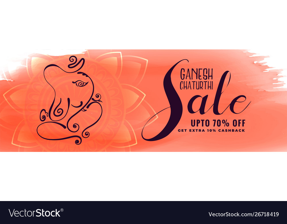 Abstract Watercolor Ganesh Chaturthi Sale Banner Vector Image
