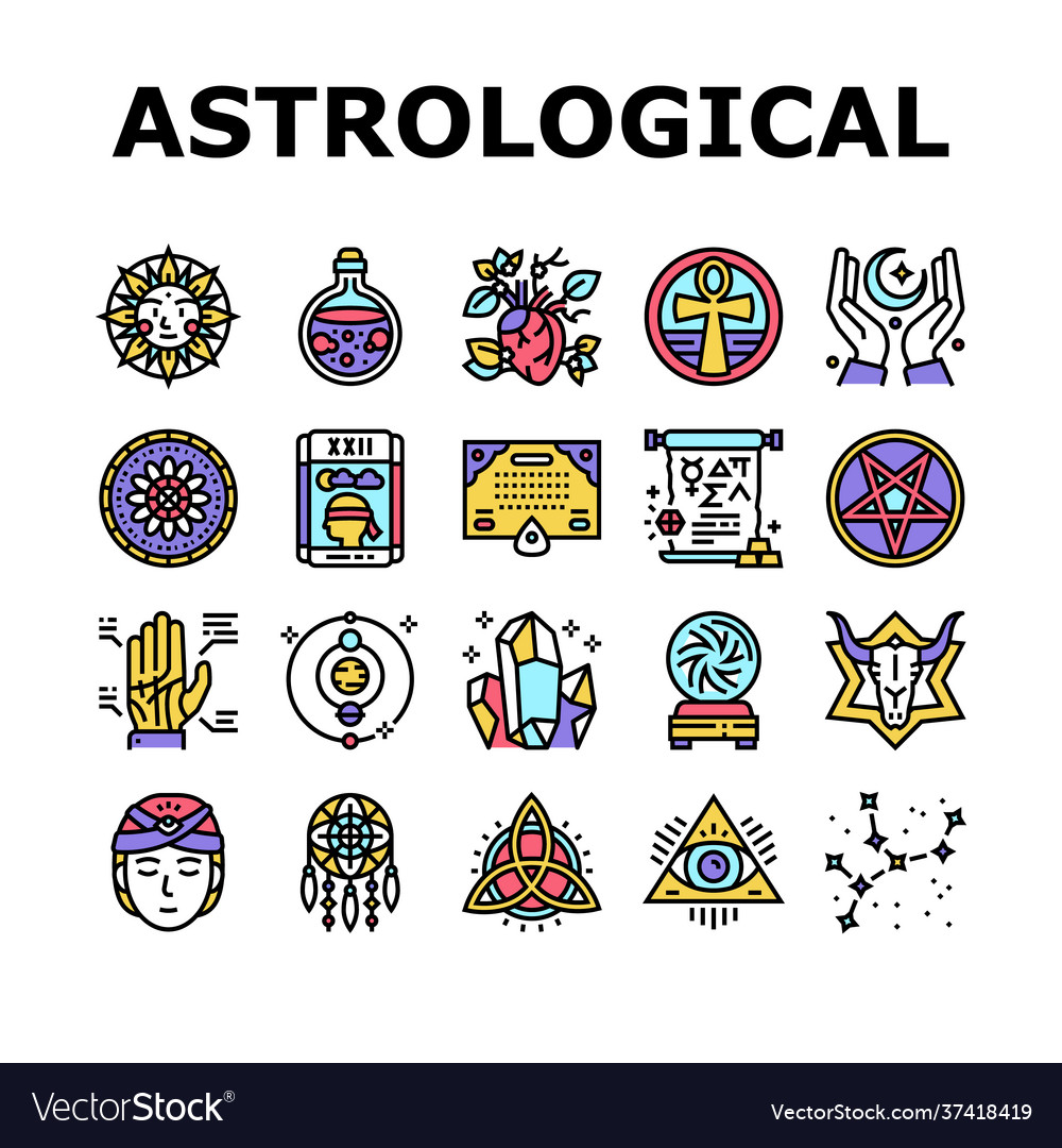 Astrological objects collection icons set vector image Astrological objects collection icons set
