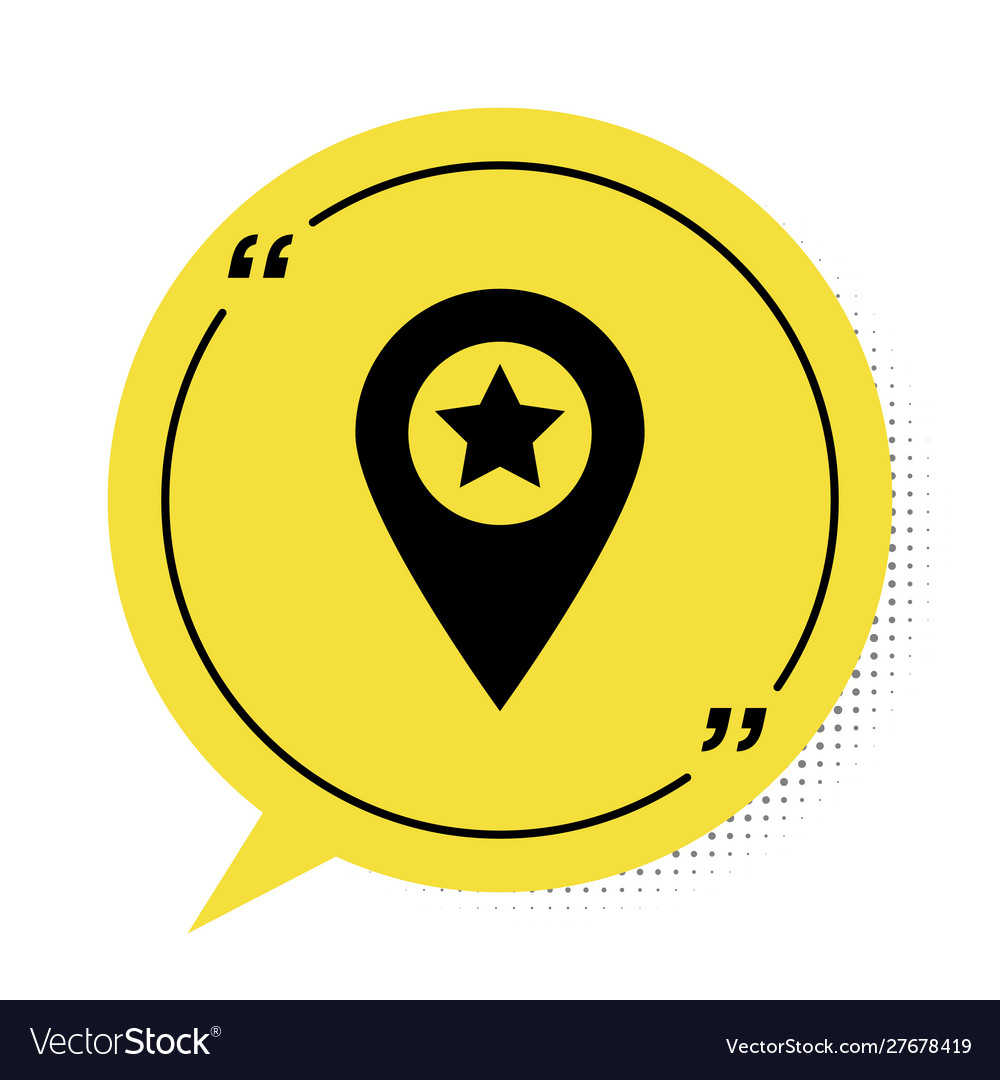 Black map pointer with star icon isolated on white vector image Black map pointer with star icon isolated on white