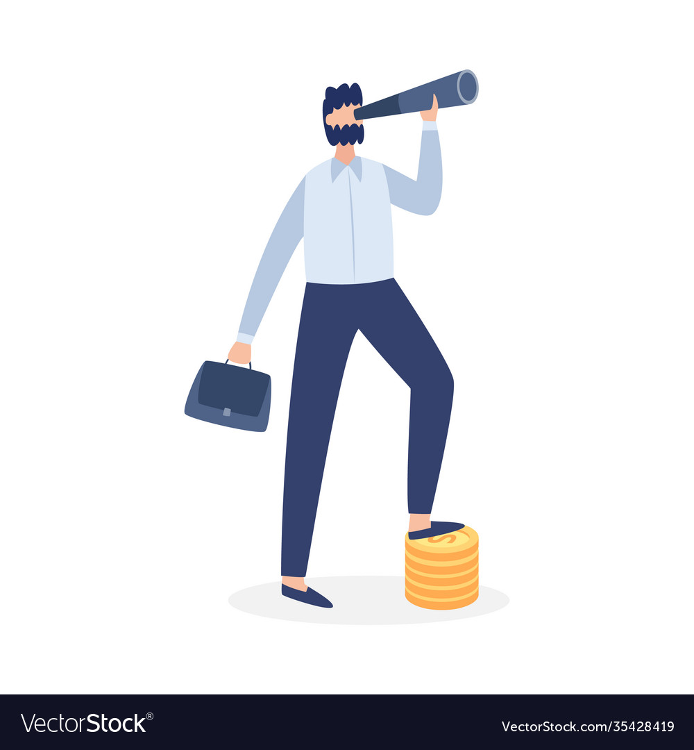 Cartoon Geschäftsmann durch Spionglass schauen vector image Cartoon Geschäftsmann durch Spionglass schauen