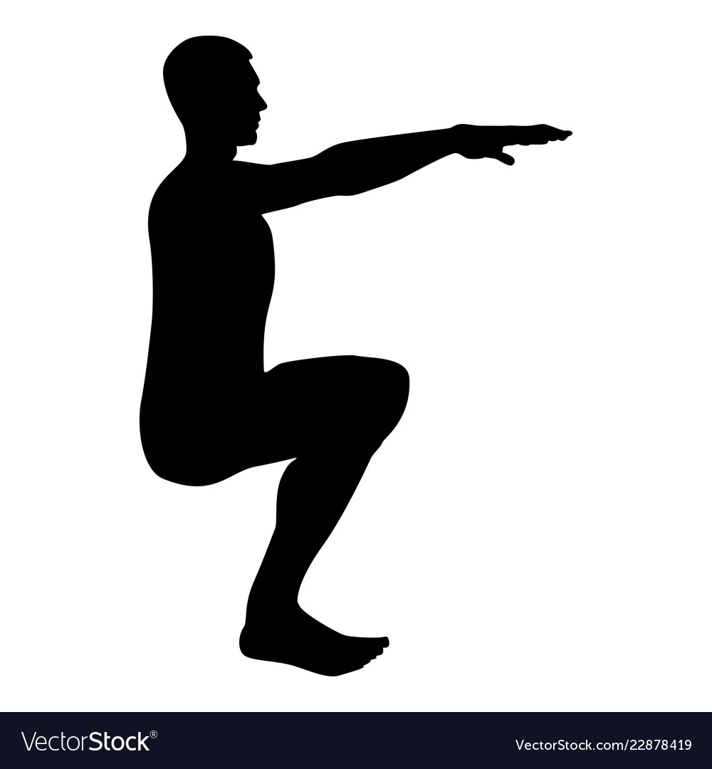 Crouching man doing exercises crouches squat vector image Crouching man doing exercises crouches squat