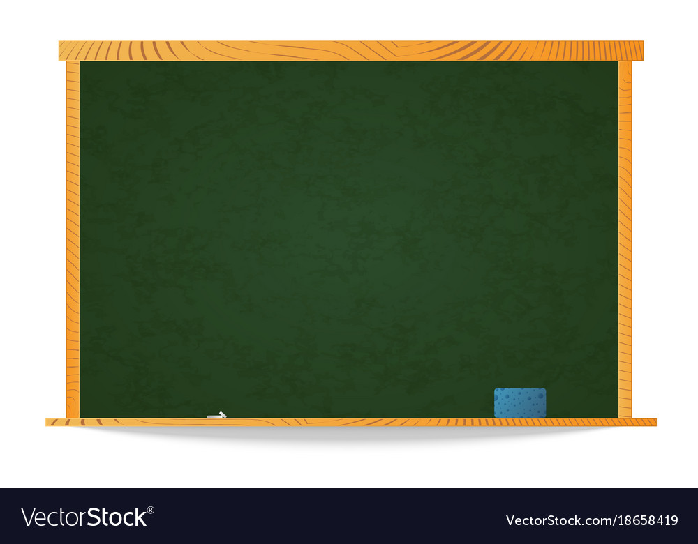 empty green school chalkboard in wooden frame with calk board