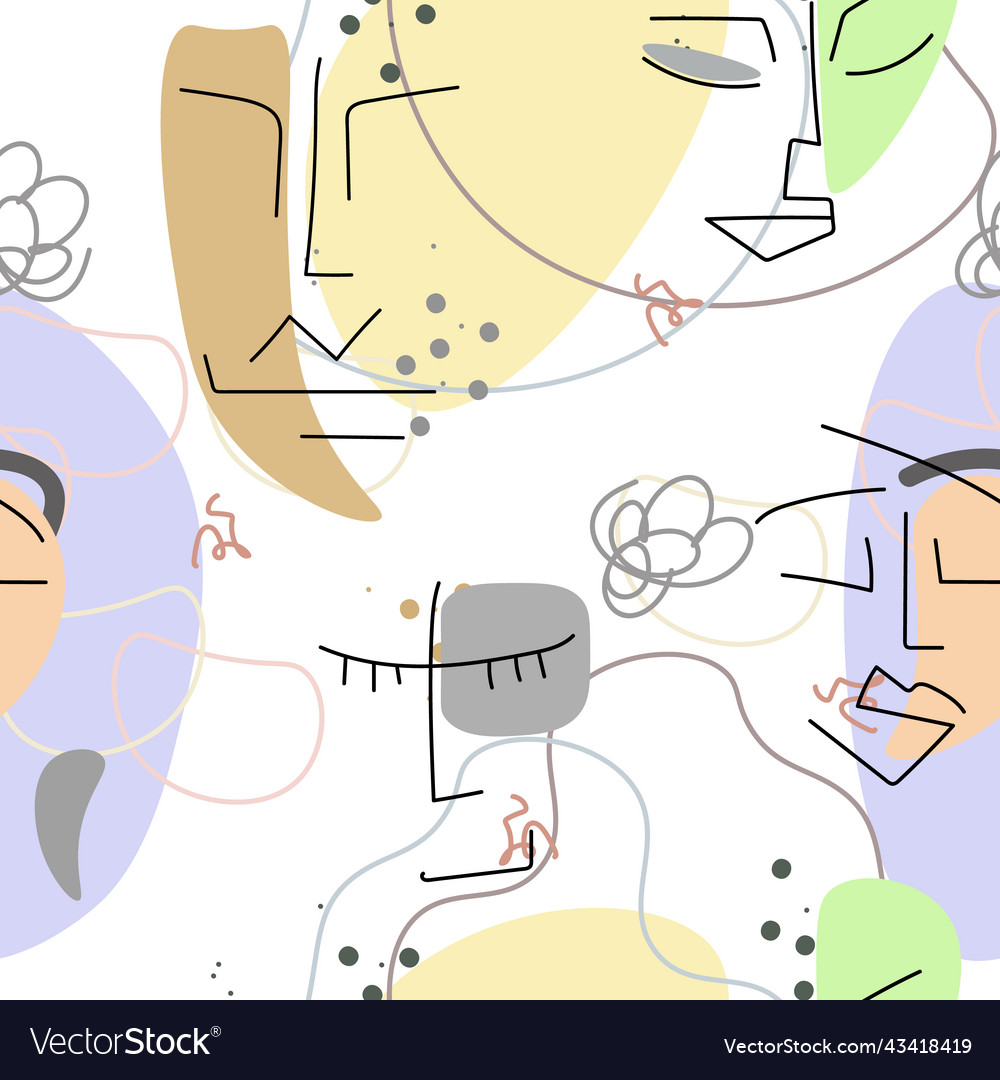 Face line pattern abstract drawing seamless print vector image Face line pattern abstract drawing seamless print