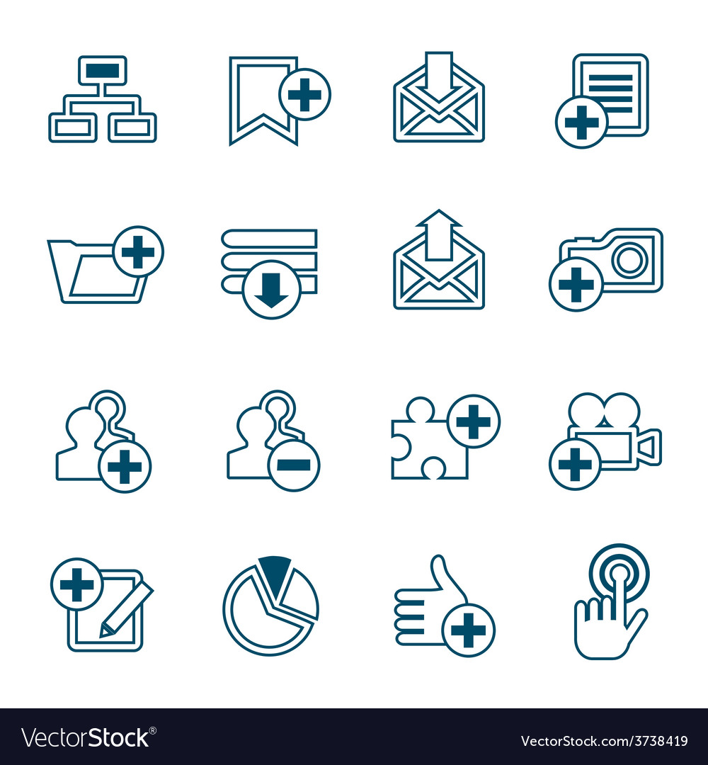 Flat line web icons set