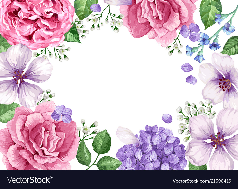 Download Floral banner template flowers in watercolor Vector Image