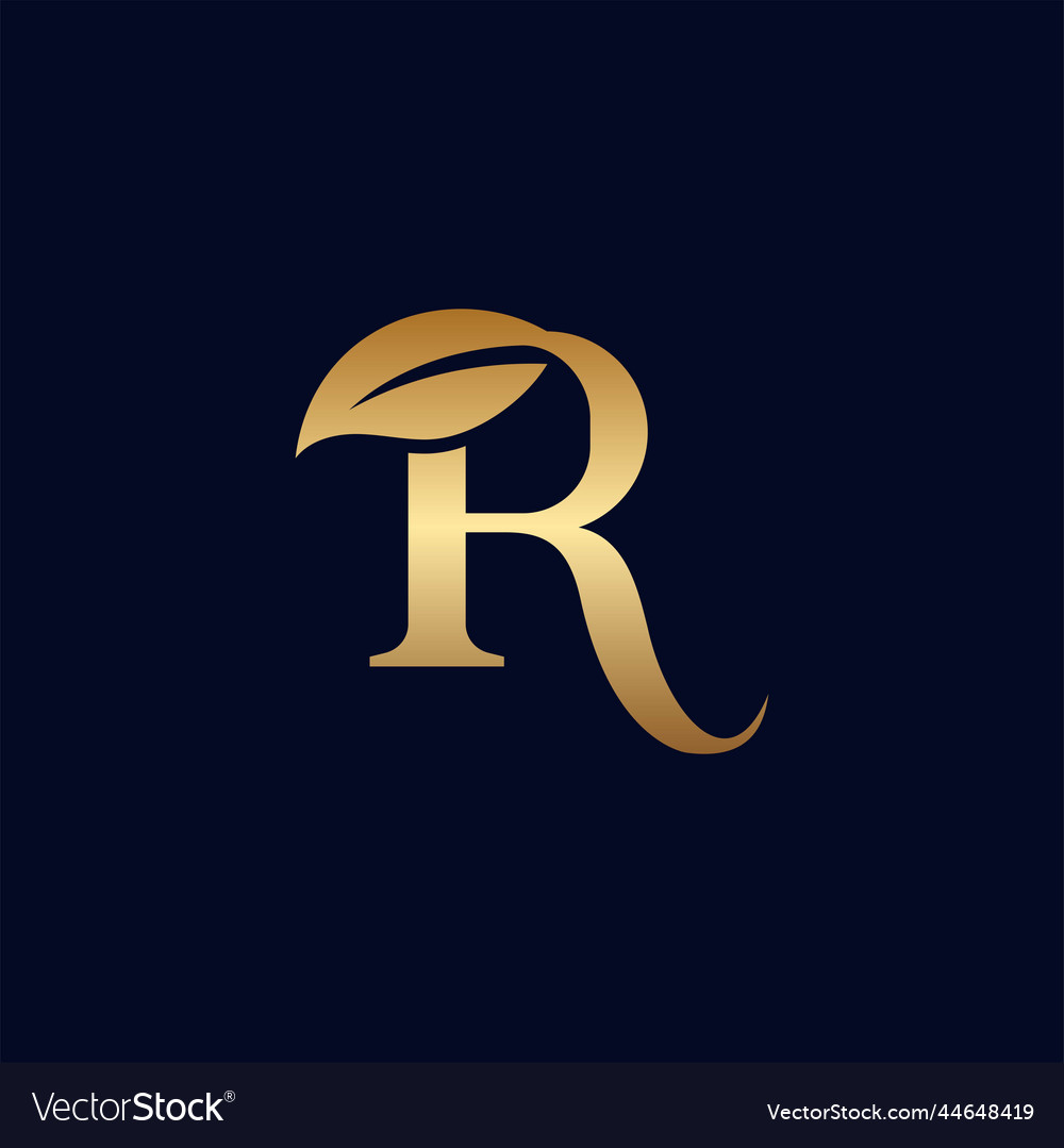 Gold Logo r mit Blatt