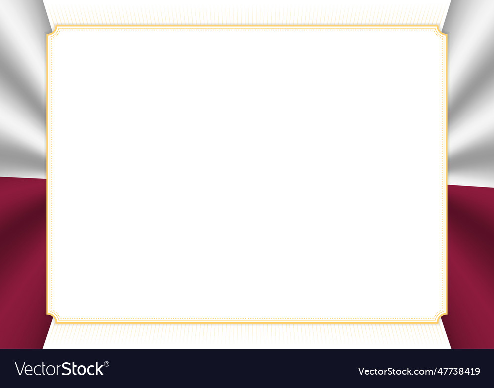 Horizontal frame and border with qatar flag