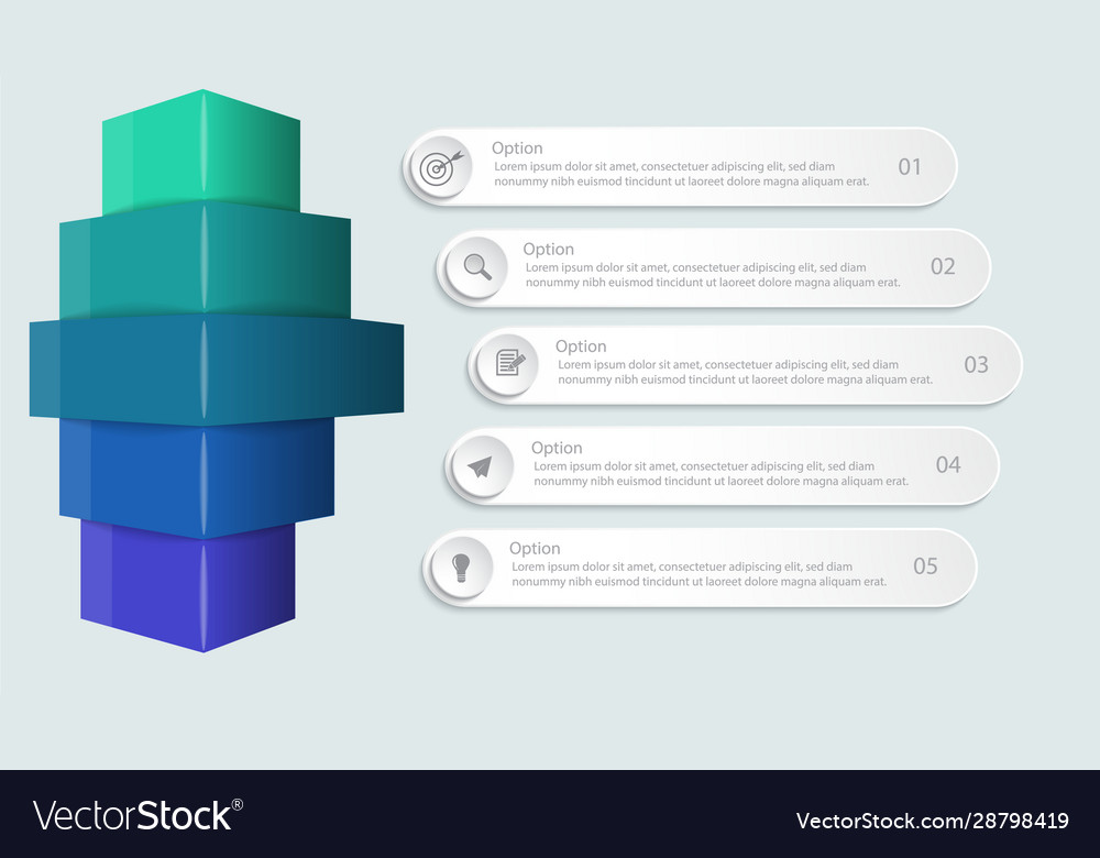 Moderne Infografik mit 5 Optionen oder Schritt