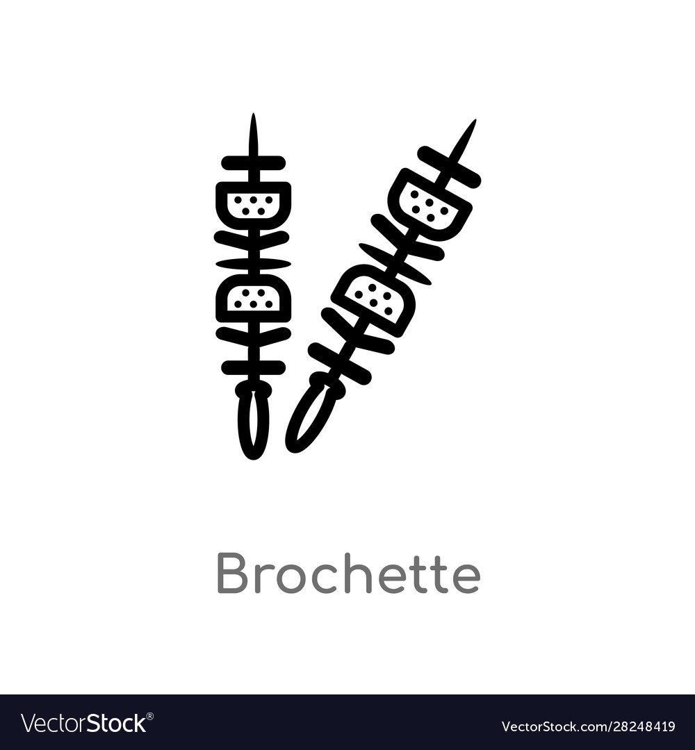 Outline Brochette Ikone isoliert schwarz einfache Linie