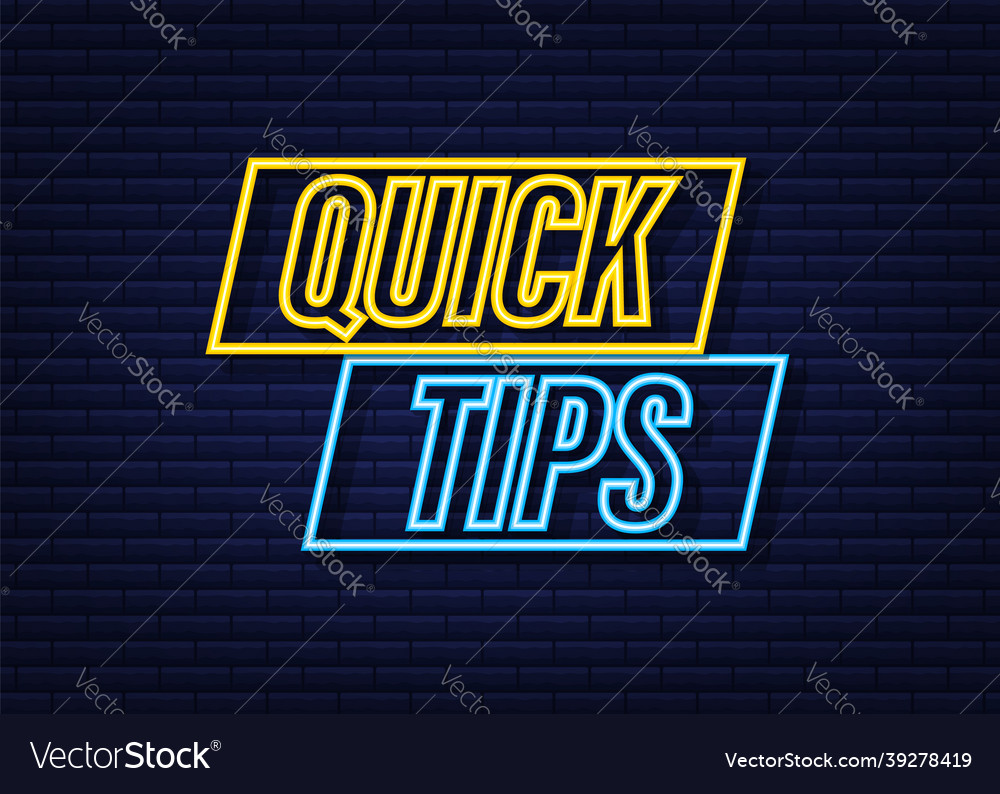 Quick tips neon icon badge ready for use in web