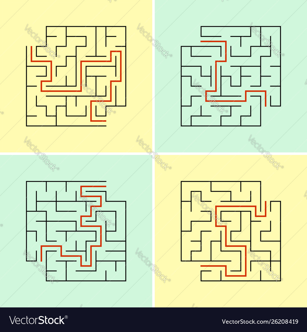 Set abstract square labyrinths a game vector image Set abstract square labyrinths a game