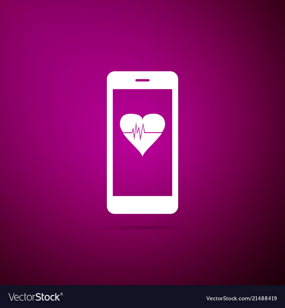 Smartphone with heart rate monitor function icon Vector Image