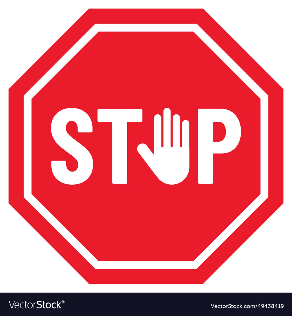 Stop sign with hand traffic Royalty Free Vector Image