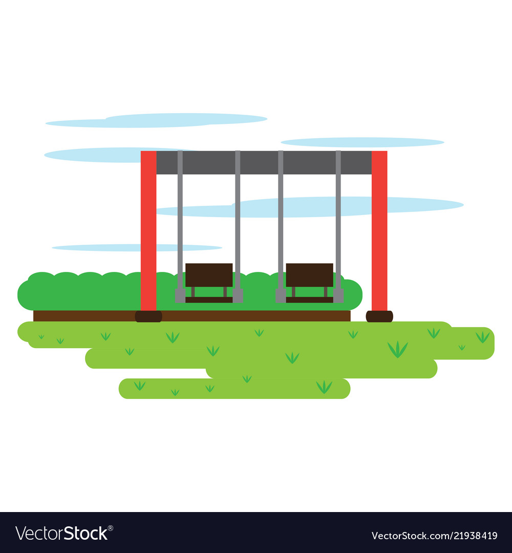 View of a public playground with swing