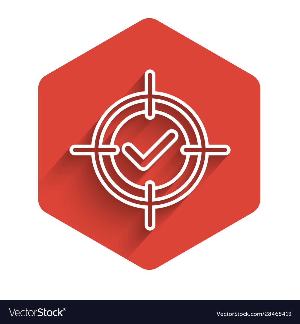 White line target and check mark icon isolated vector image White line target and check mark icon isolated