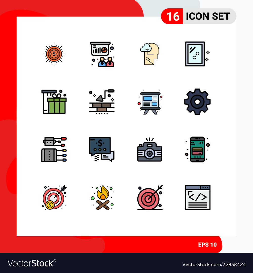 16 user interface flat color filled line pack