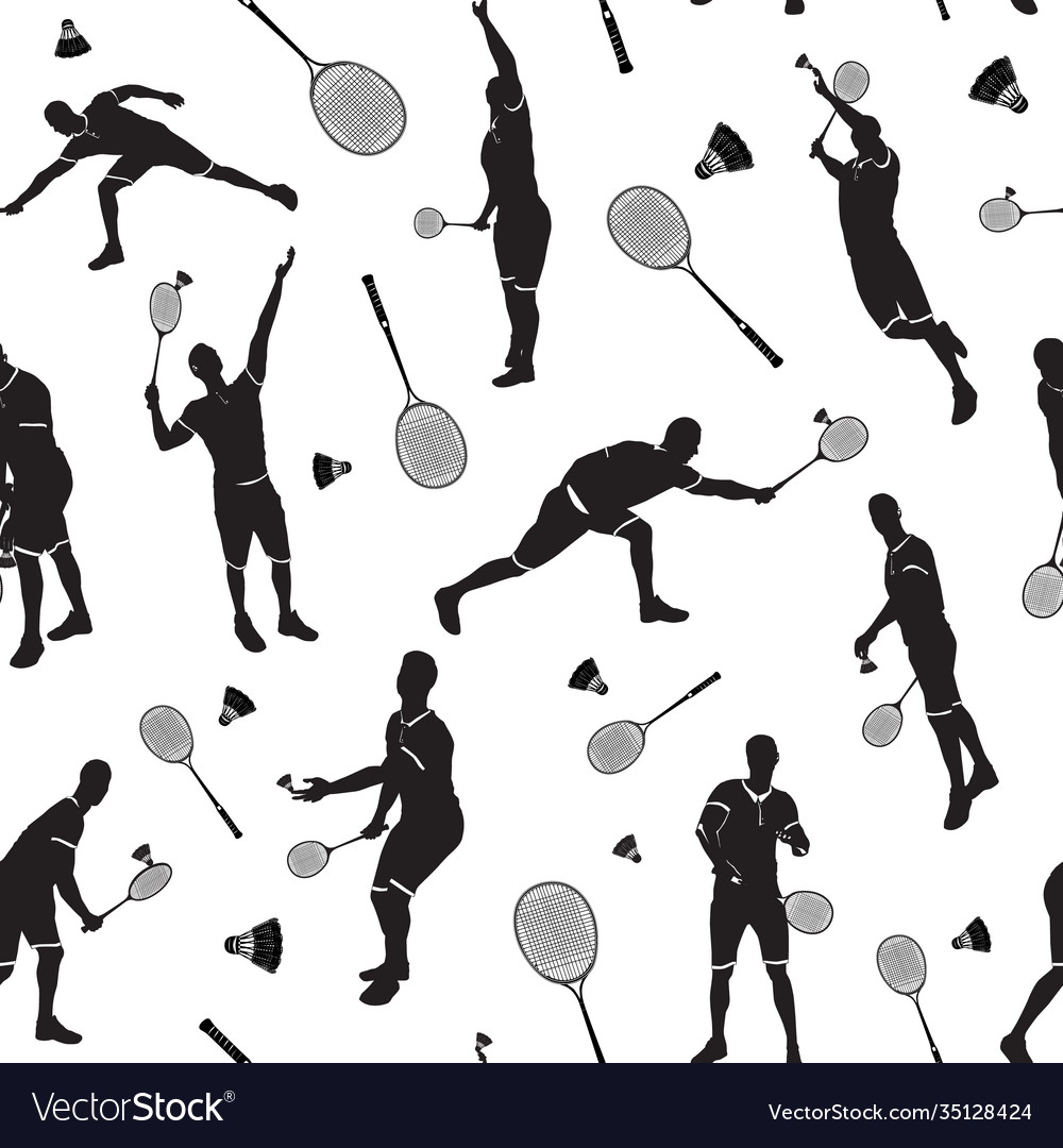 Badminton seamless pattern with player vector image Badminton seamless pattern with player