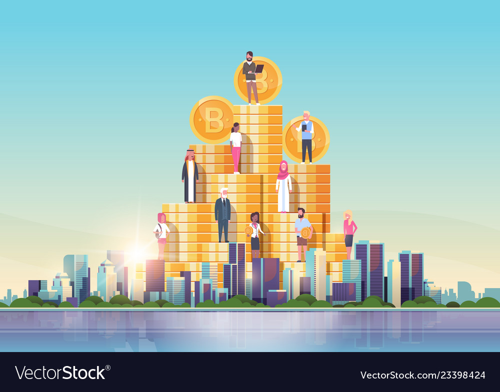 Bitcoin Stack with Cityscape