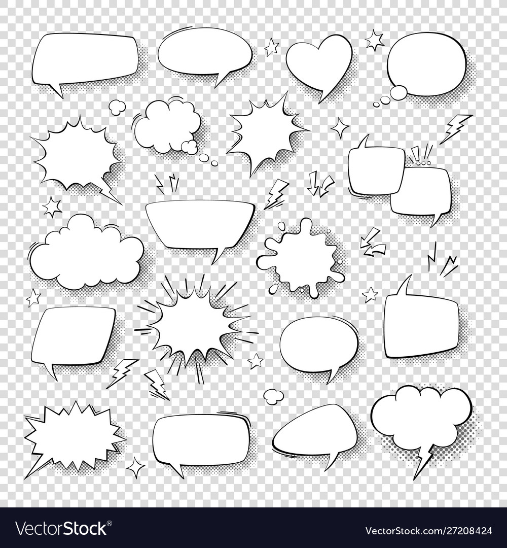 Cartoon thought bubble set comic empty talk and Vector Image