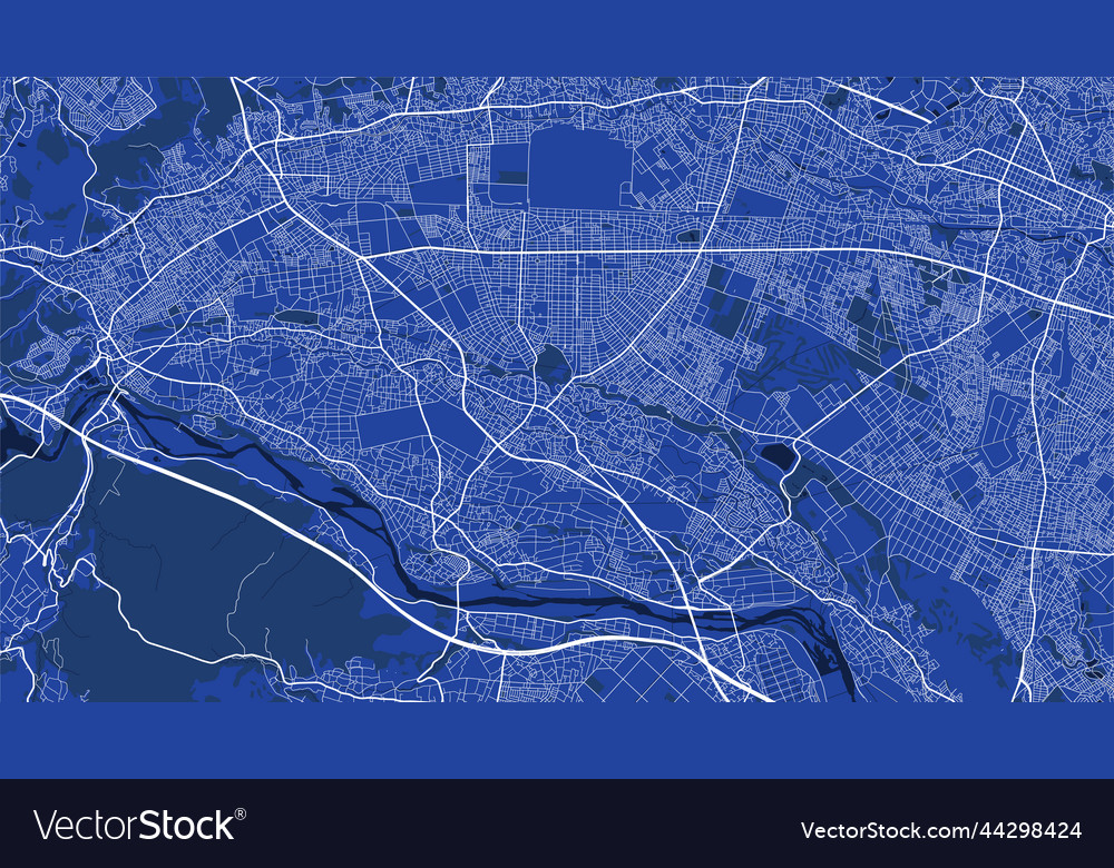 Detailed map poster of sagamihara city linear Vector Image