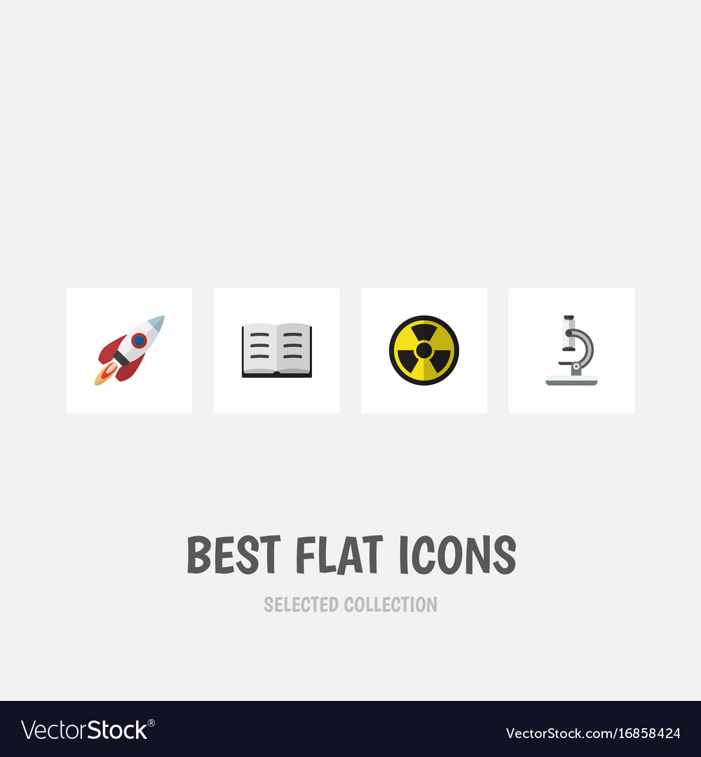 Flat icon study set of spaceship lecture