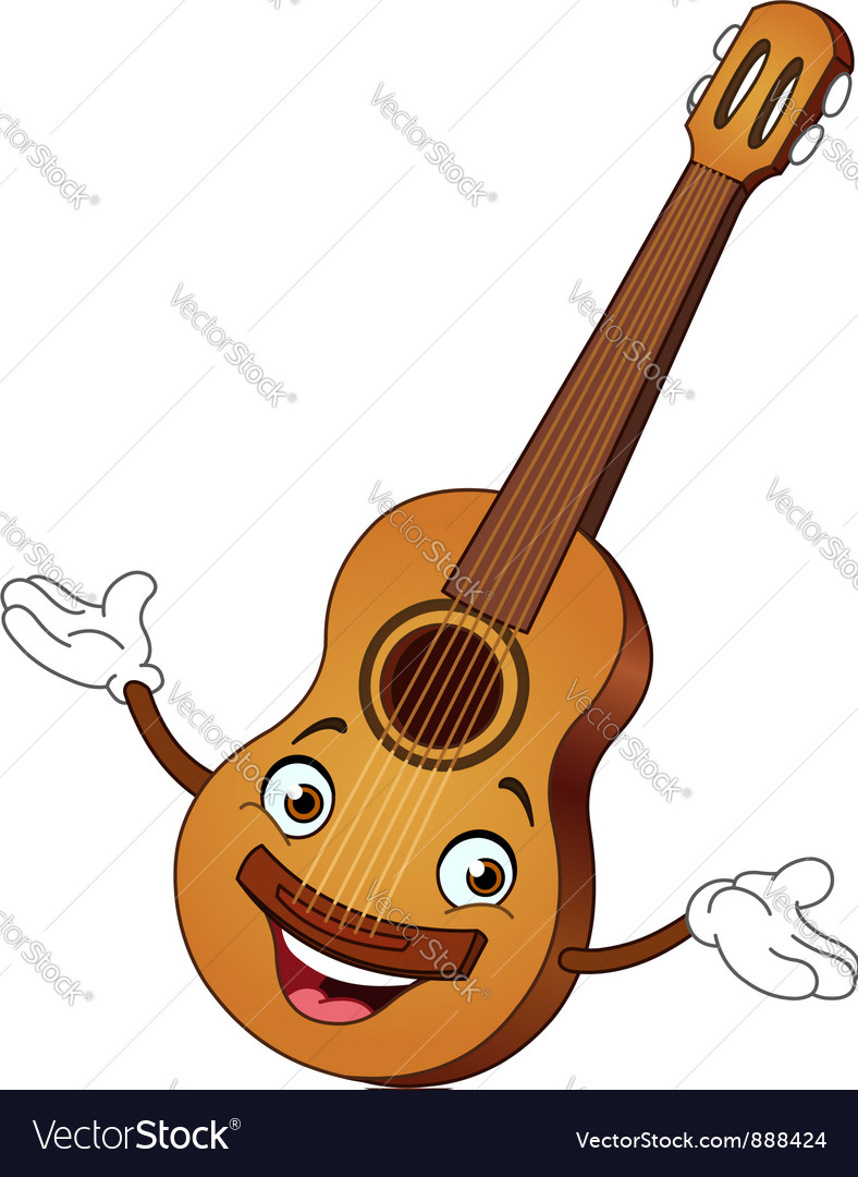 Guitar cartoon Royalty Free Vector Image - VectorStock