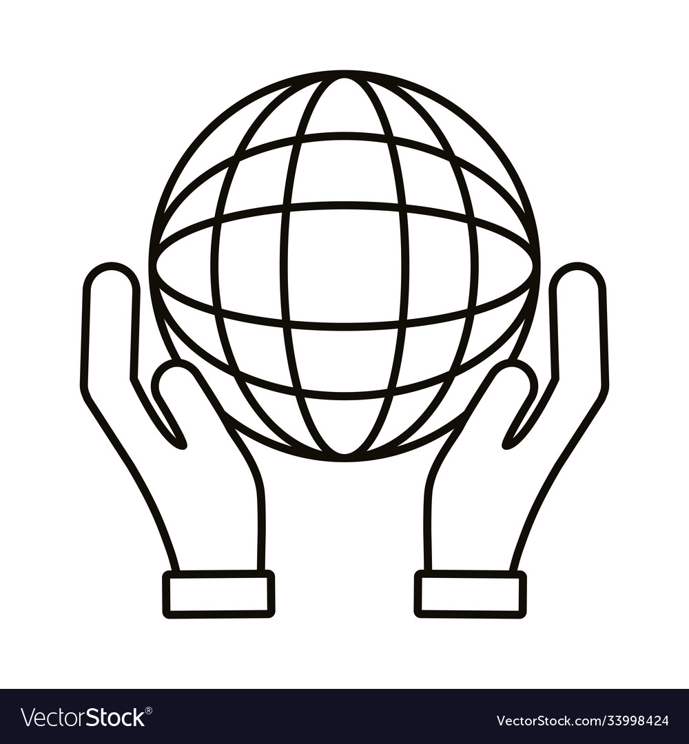 Hands lifting sphere browser line style icon