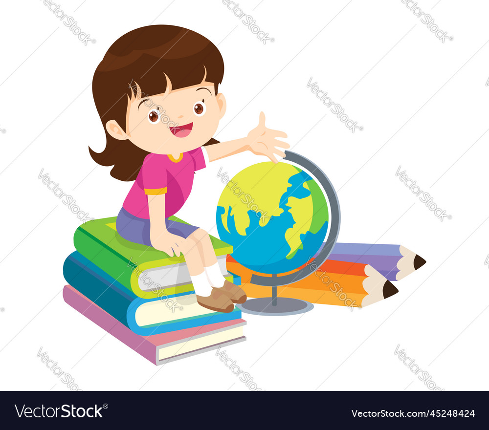 Happy Children Reading Book Back To School Vector Image