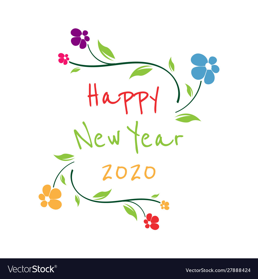 Happy new year 2020 on white background Royalty Free Vector