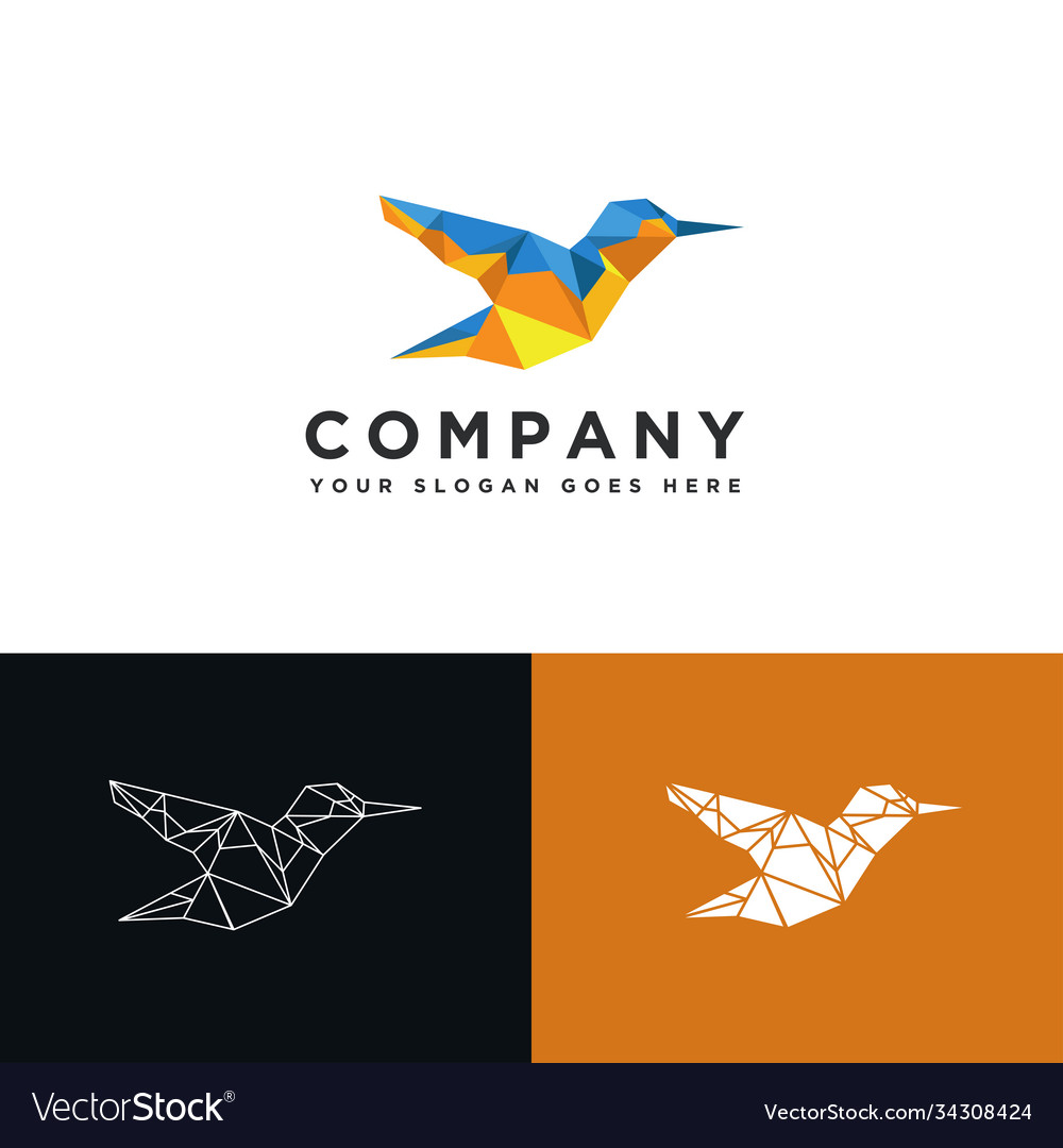 Modern geometric low poly bird logo icon template Vector Image