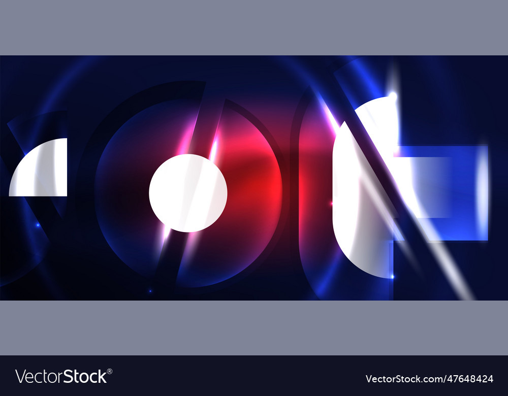Neon round shapes lines and triangle elements hi