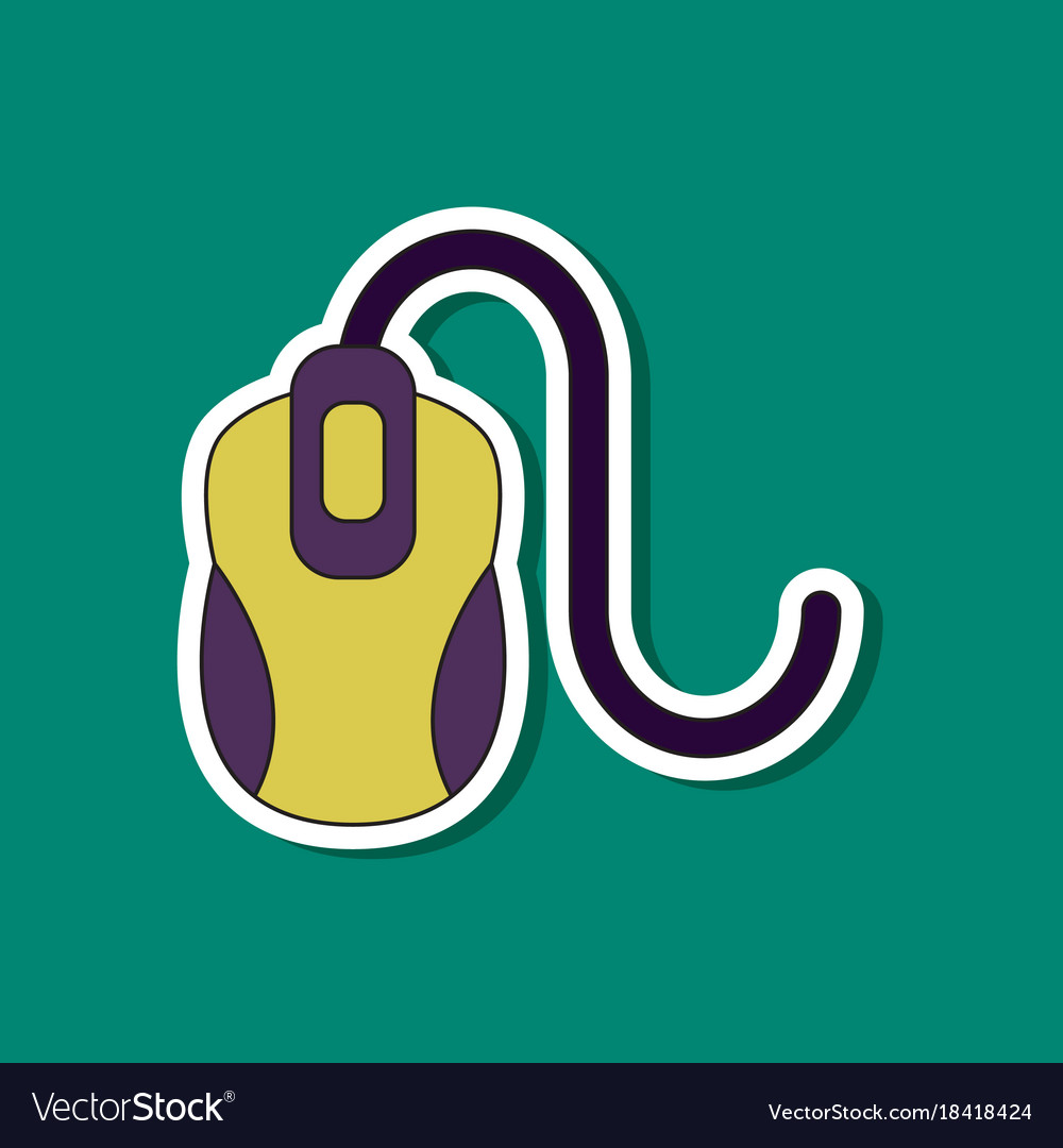 Paper sticker on background of computer mouse