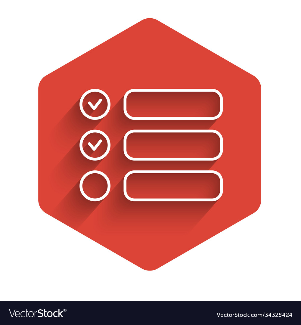 White line task list icon isolated with long