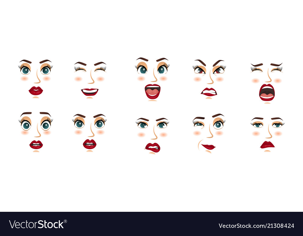 Women facial expressions gestures emotions