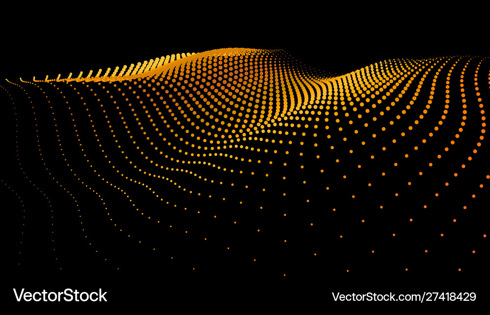 3d sea dots wave glowing stream background flow Vector Image