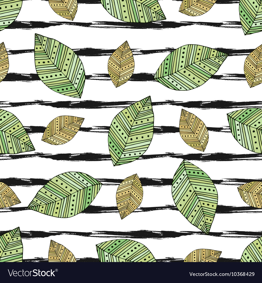 Autumn seamless pattern with modern leaves