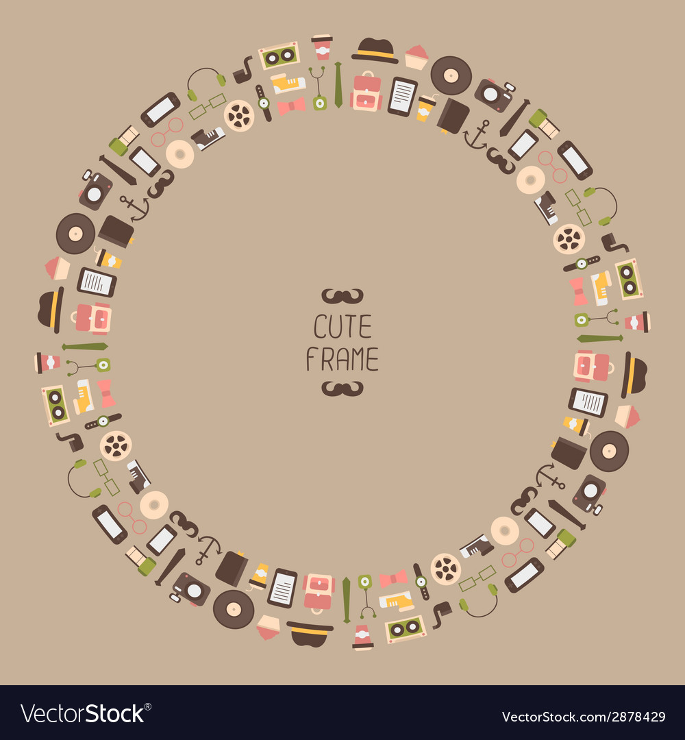 Frame of hipster colorful style elements and icons