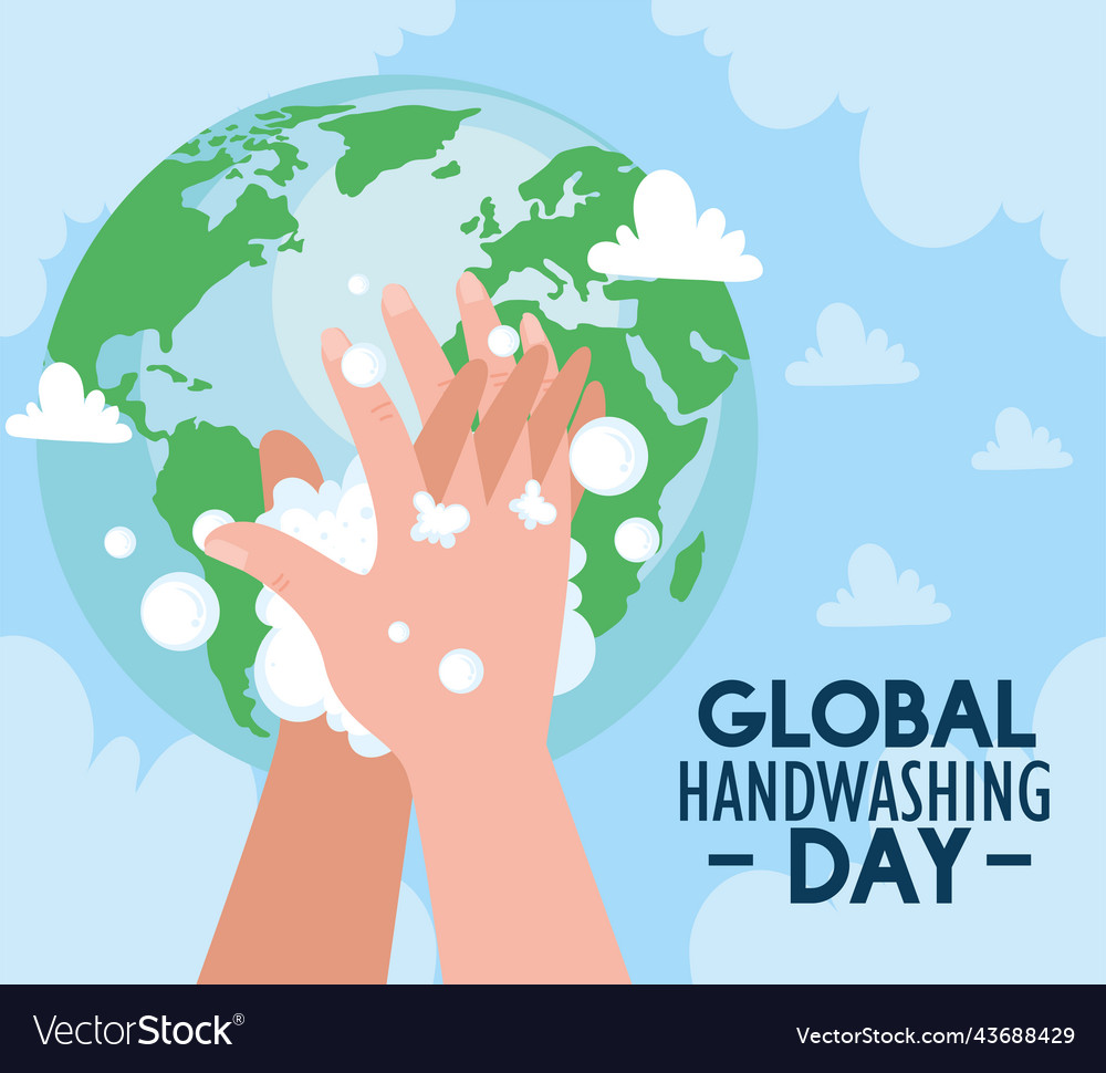 Global handwashing day lettering card Royalty Free Vector