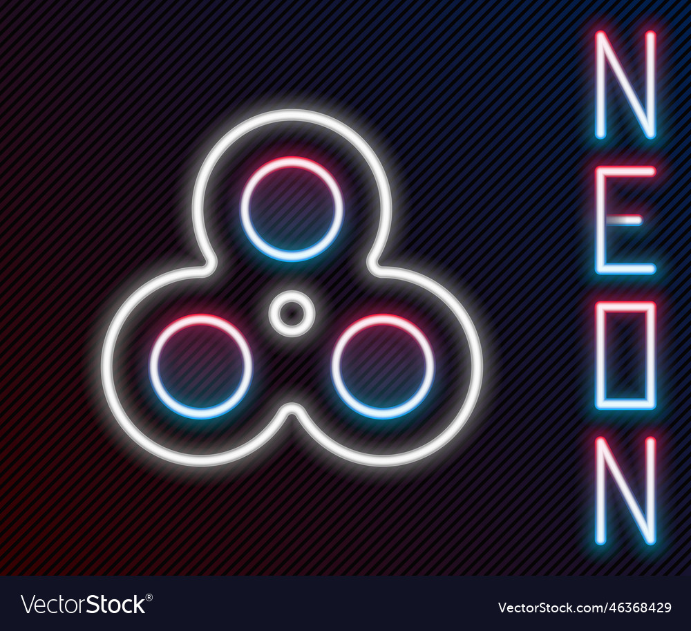 Glowing neon line fidget spinner icon isolated