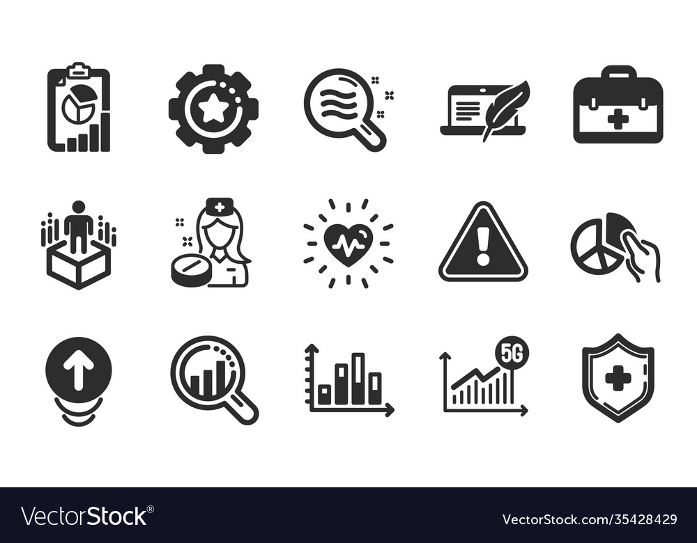 Heartbeat augmented reality and report icons set