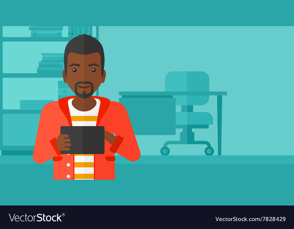 Man using tablet computer