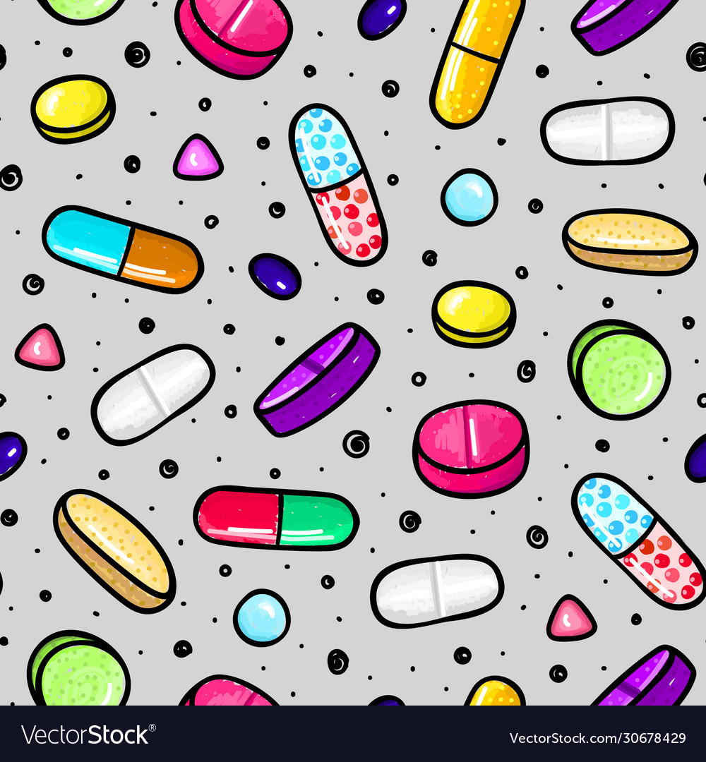 Seamless pattern with lot pills and capsules