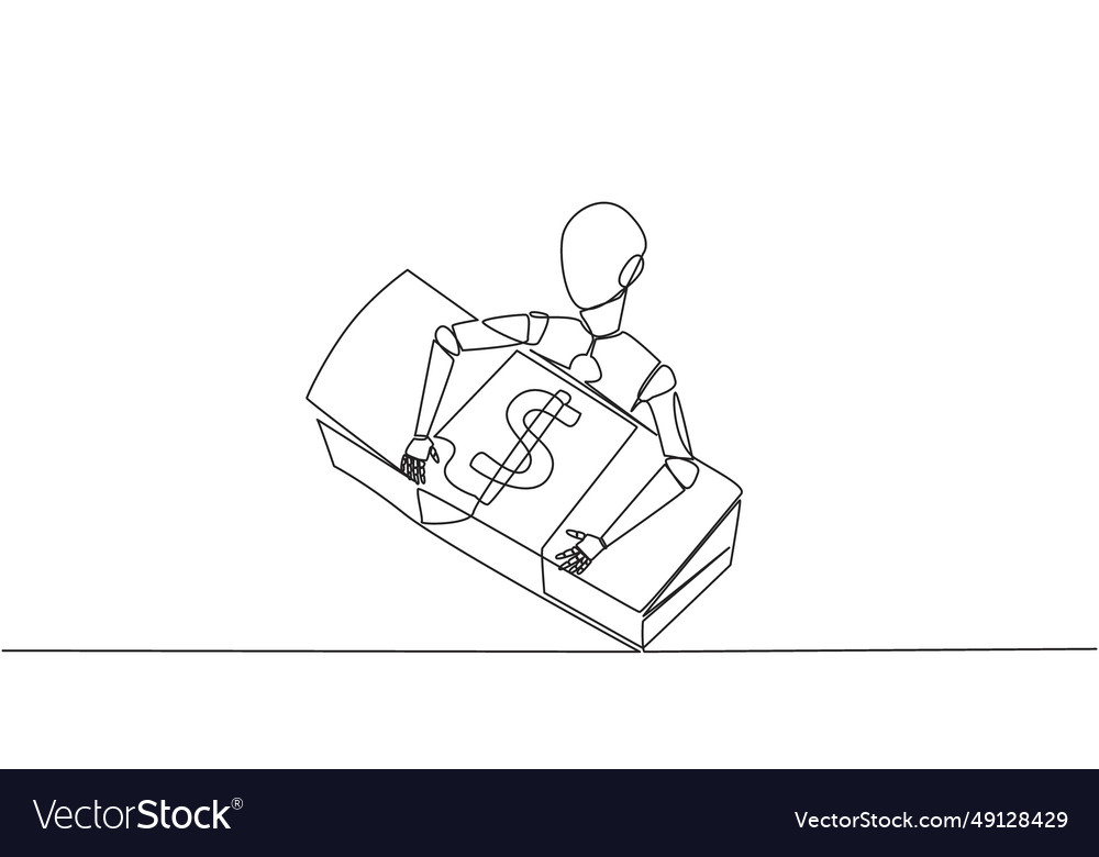 Single one line drawing robotic hugging pile