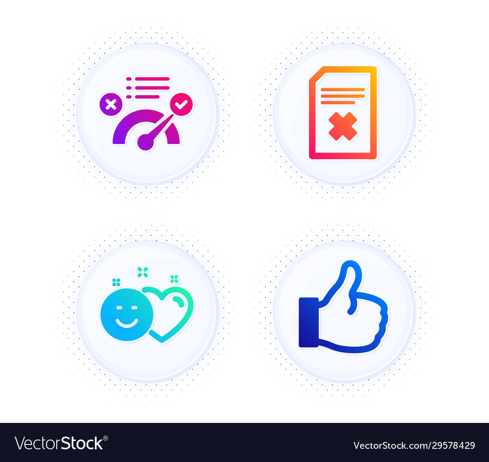 Smile delete file and correct answer icons set vector image Smile delete file and correct answer icons set