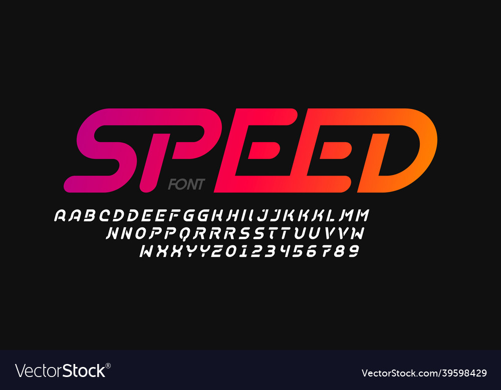 Speed style font design with different variations Vector Image