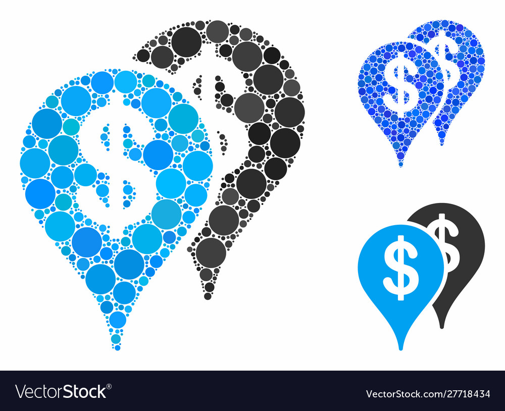 Bank map pointers composition icon spheric vector image Bank map pointers composition icon spheric